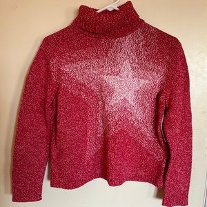 Vintage Cotton Sweater Red Star Knit Medium